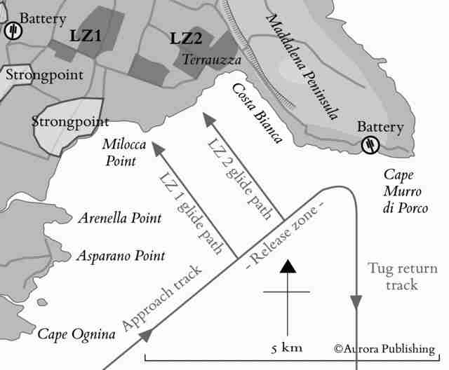 Gliders in Sicily Operation Ladbroke release zone map (C) Aurora Publishing