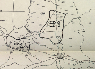 Original Operation Dragoon map of LZ O and Le Muy. 